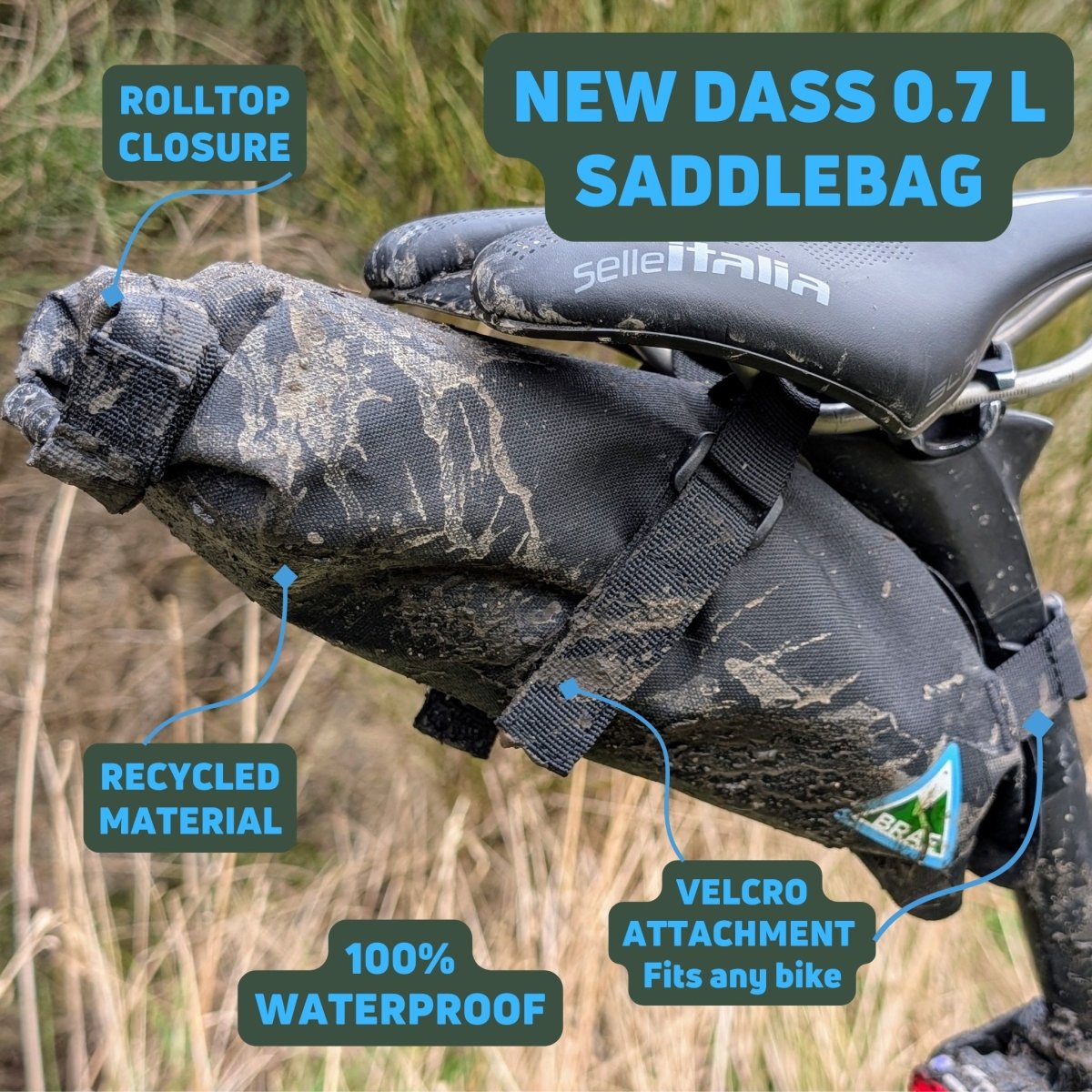 Dass 0.7L Waterproof Saddle Bag Black - Brae Cycling5065017314064