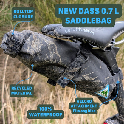 Dass 0.7L Waterproof Saddle Bag Black - Brae Cycling5065017314064