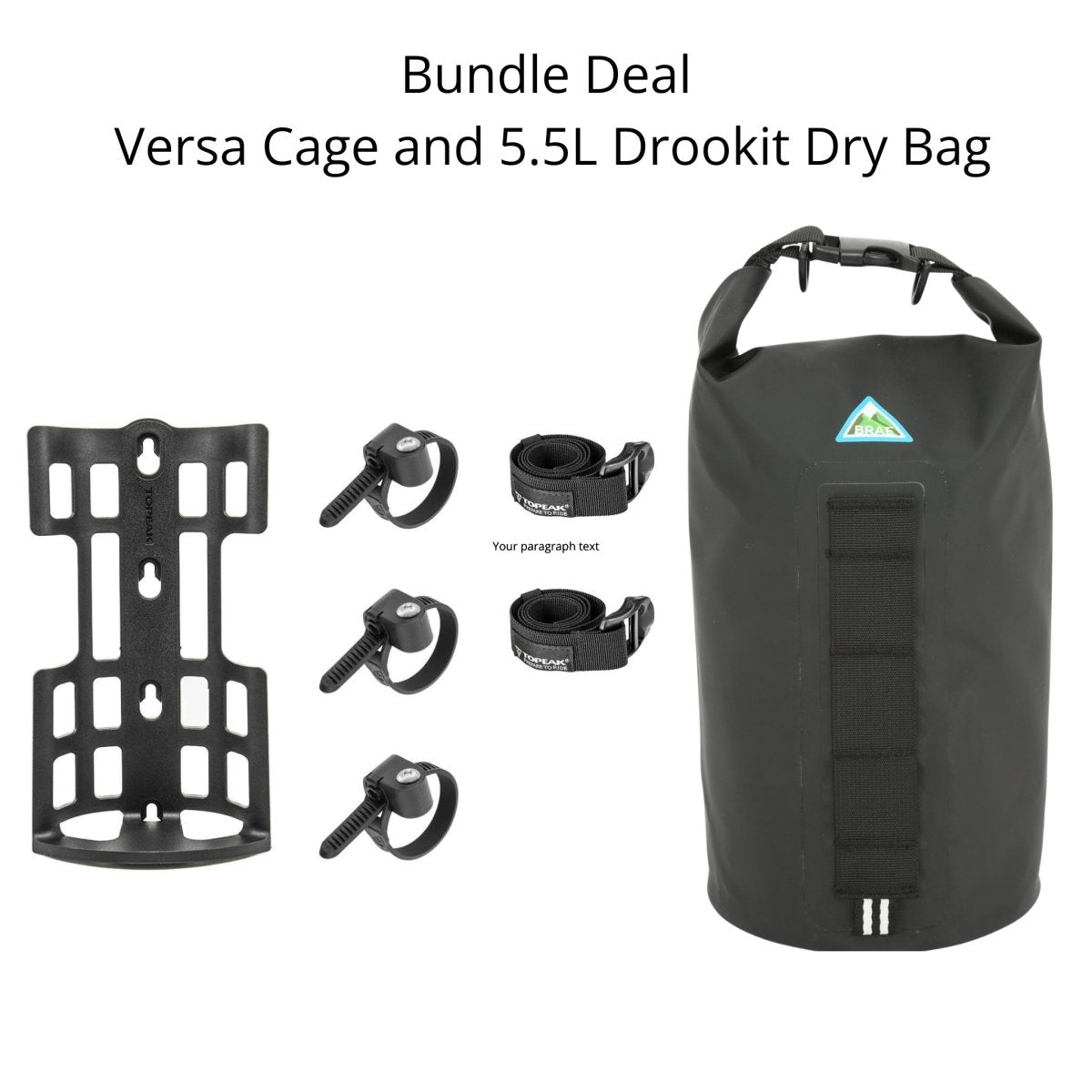 Drookit 5.5L Dry Bag and Topeak Versa Cage Mount - Brae Cycling
